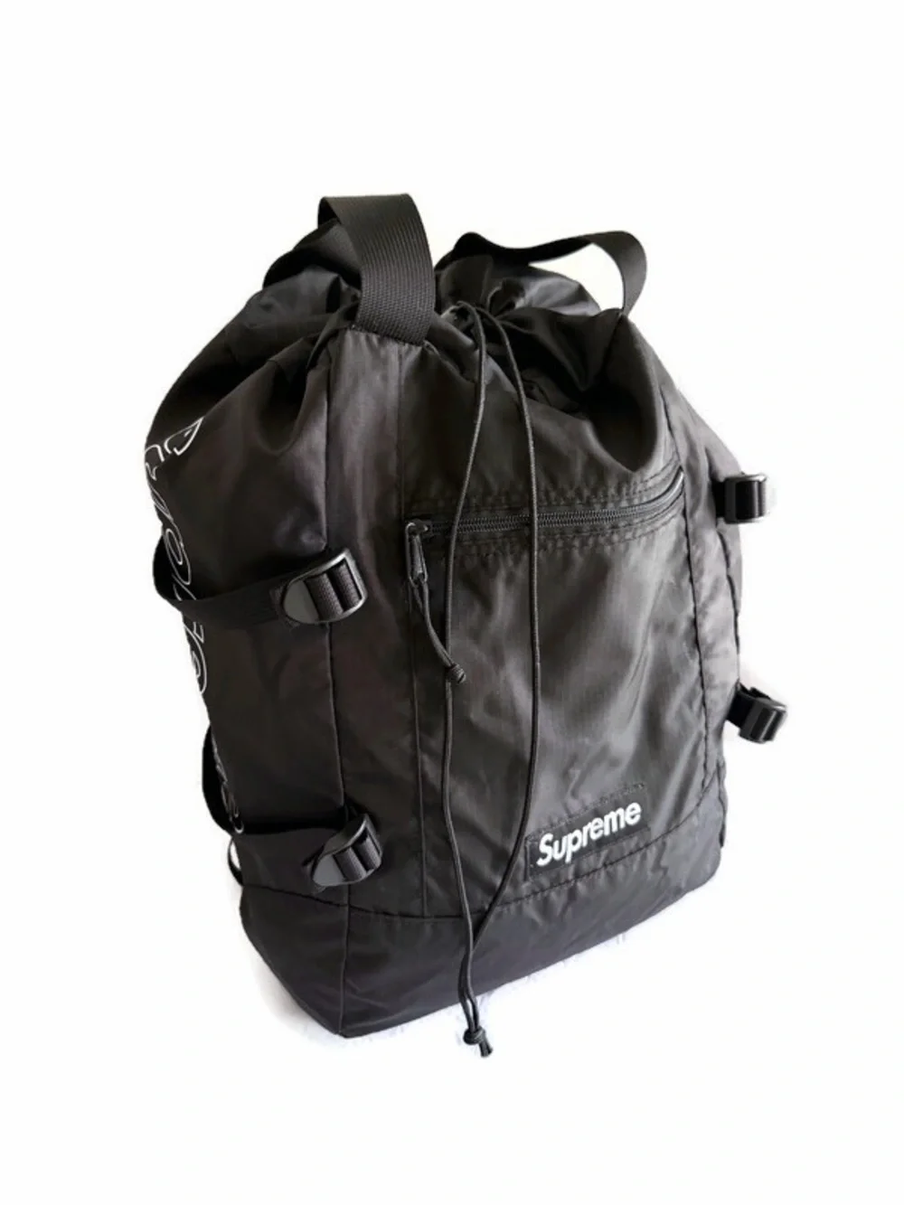 Supreme Black Drawstring tote backpack SS19